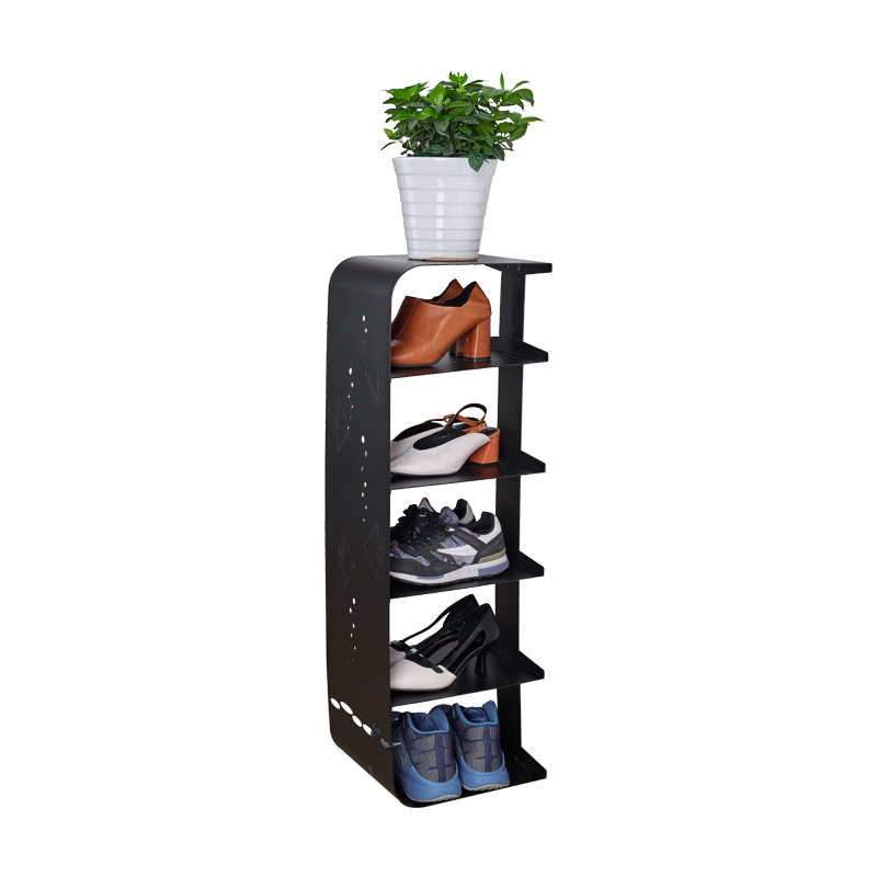 Black Home Modern 4 Tier Storage Metal Shoes Display Stand